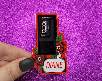 Diane Tape Recorder Sticker 2.5x3.5
