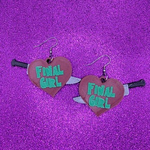Final Girl Nightmare Horror Movie Statement Earrings 3D Printed, Weird Earrings, Unique Earrings, Edgy Earrings, Alternative Earrings