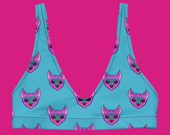 Pinkes Fledermaus Gefüttertes Bikini Oberteil