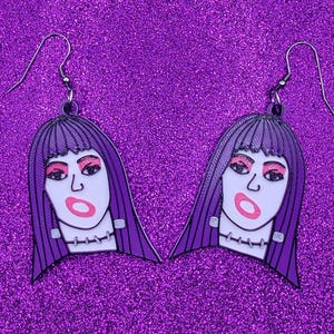 Frankenhooker Horror Statement Earrings 3D Printed, Weird Earrings, Unique Earrings, Edgy Earrings, Horror Earrings, Alternative Earrings