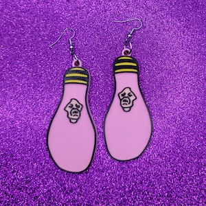 Cotton Candy Cocoon Horror Movie Statement Earrings 3D Printed