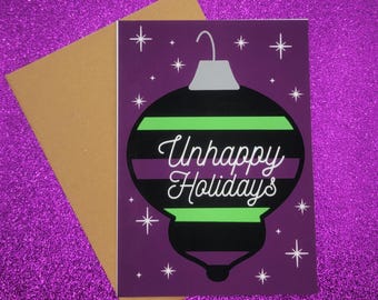 Unhappy Holidays Ornament Spooky Christmas Greeting Card 5x7, Goth Christmas, Creepmas Card, Horror Holiday, Dark Christmas, Blank Card