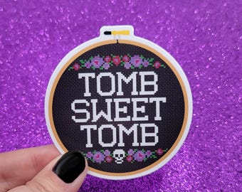 Tomb Cross Stitch Sticker Sticker 3x3