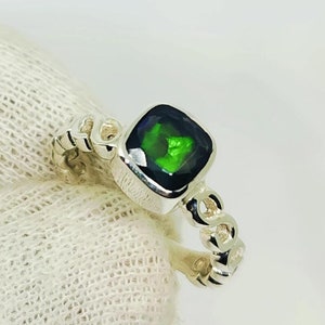Black Opal Ring in 925 Sterling Silver | Unique Silver Ring for Women