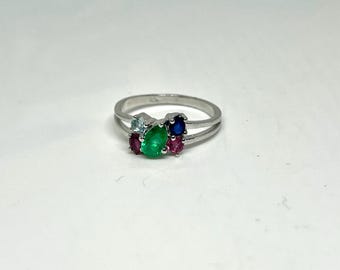 Handgemachte Smaragd & Multi Edelsteinring | Sterling Silber Schmuck