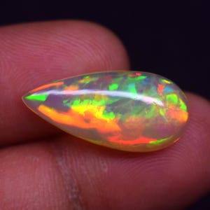 6 Carat Pear-Shaped Ethiopian Opal | 22x10x5 mm Natural Welo Opal | Flashy Play of Color Gemstone | Loose Cabochon for Jewelry Making