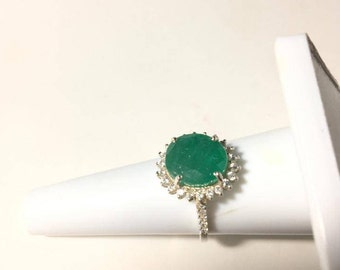 Natürlicher Oval Smaragd Ring, 925 Sterling Silber, handgemachter Schmuck Geschenk