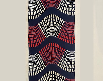 Late 1940s Navy, Red, & White Geometric Neck Scarf