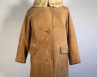 1960s Taupe Suede Coat with Mink Collar