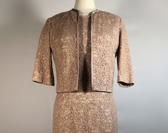 Early 1960s Beige Lace Dress and Jacket