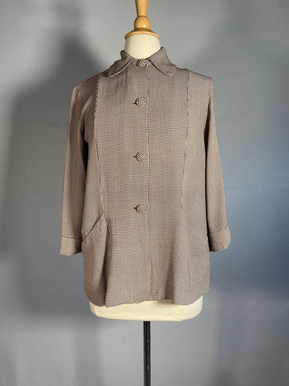 Early 1950s Rayon Houndstooth Jacket - image 8