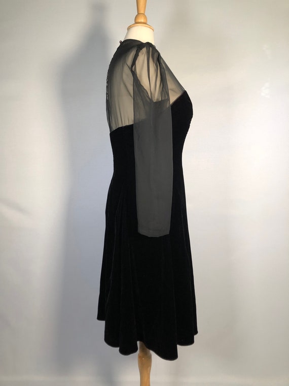 1980s Black Velvet 50s Style Dress by Niki - image 5