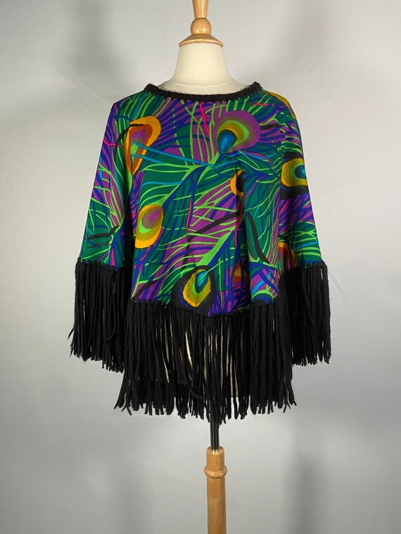 Peacock Feather Print V-Neck Vintage Chic Short Sleeve Midi Dress main image 1