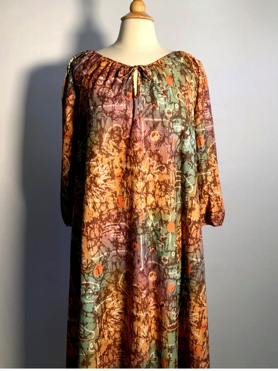 1970s Modern Print Tent Dress - Gem