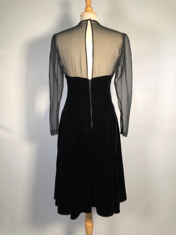 1980s Black Velvet 50s Style Dress by Niki - image 2