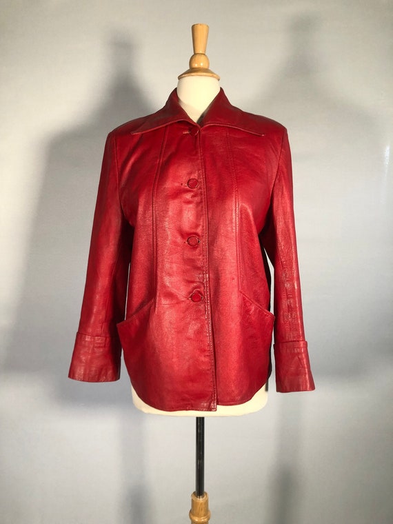 1940s Red Leather Casual Jacket
