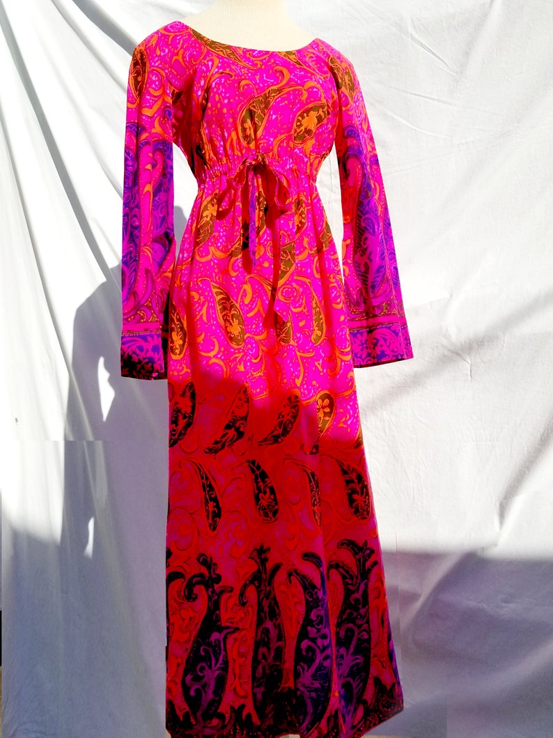 Late Sixties Flare Sleeved Hawaiian Hostess Maxi