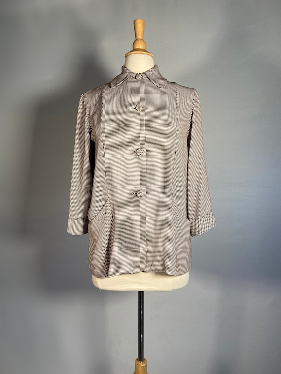 Early 1950s Rayon Houndstooth Jacket - image 1