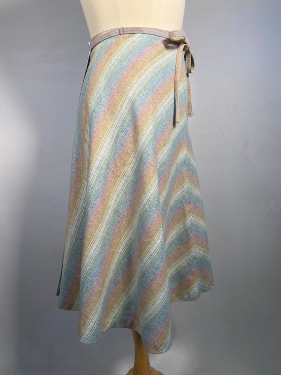 1970s Striped Blanket Print Wrap Skirt - image 4