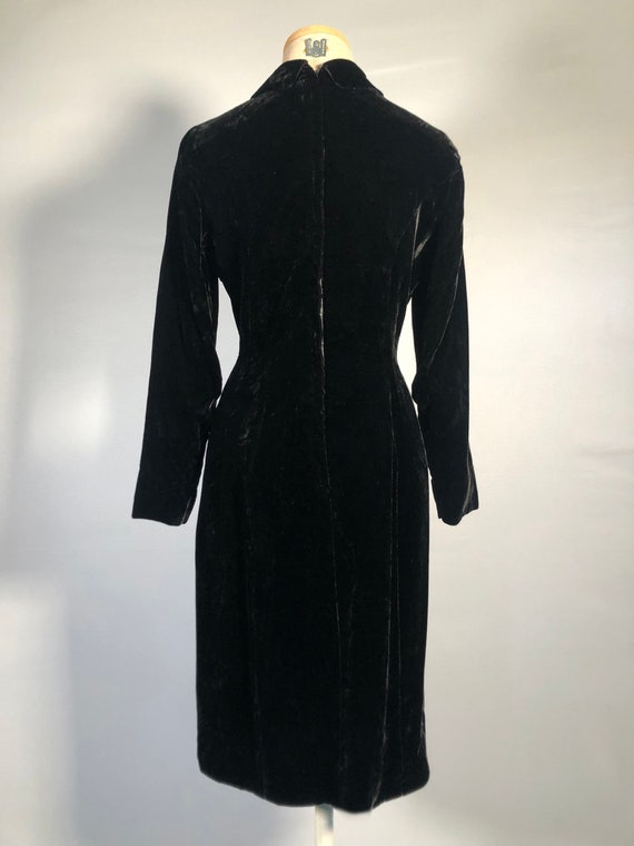Mid 1960s Black Rayon Velvet Dress - image 2