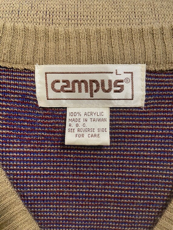 1970s Tan Argyle Patterned Knitted Vest by Campus - image 8