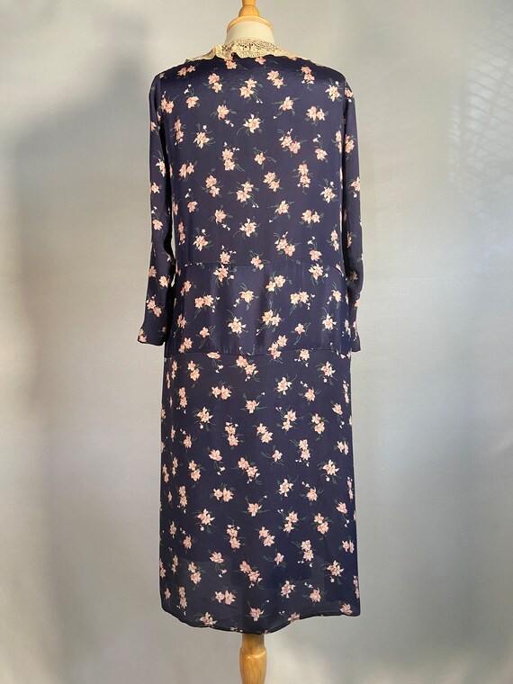 ワンピース 1930s Blue Floral Rayon Dress 30s Rayon Jersey Floral Dress | XS - Lucky Vintage