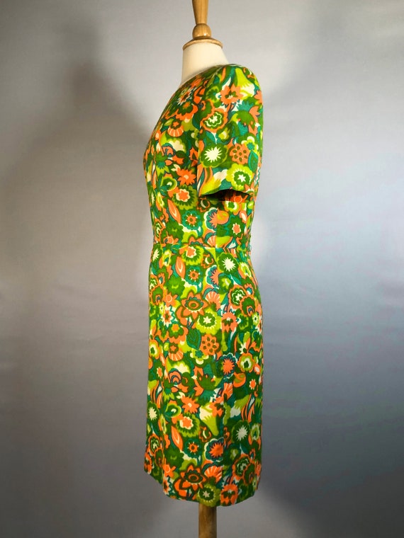 Late 1960s Brightly Colored Poly-Jersey Dress - image 3