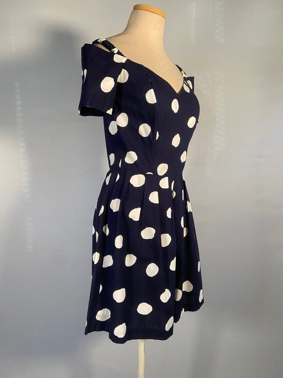 1980s Polka Dot Culotte Dress by Oops of Californ… - image 4