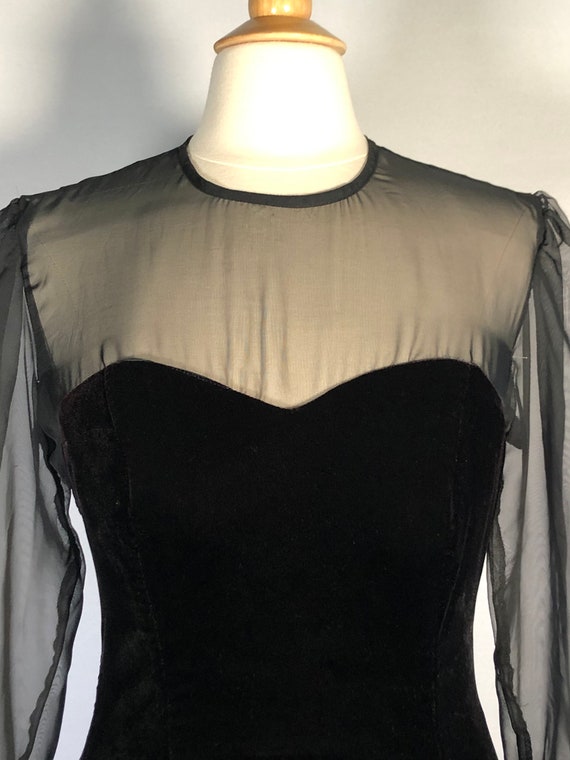 1980s Black Velvet 50s Style Dress by Niki - image 6