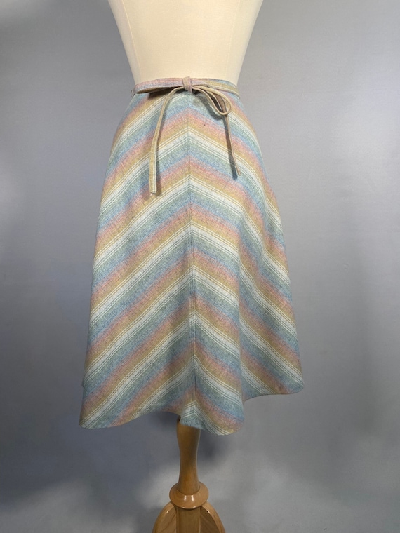 1970s Striped Blanket Print Wrap Skirt