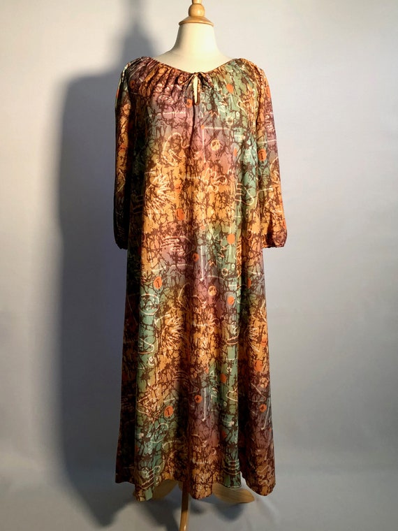 1970s Modern Print Tent Dress - Gem