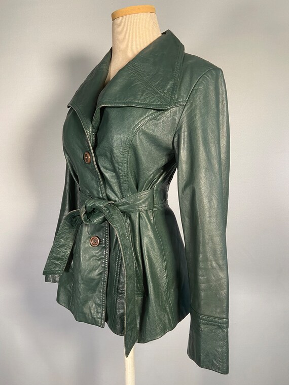 1970s Hunter Green Leather Jacket Gem