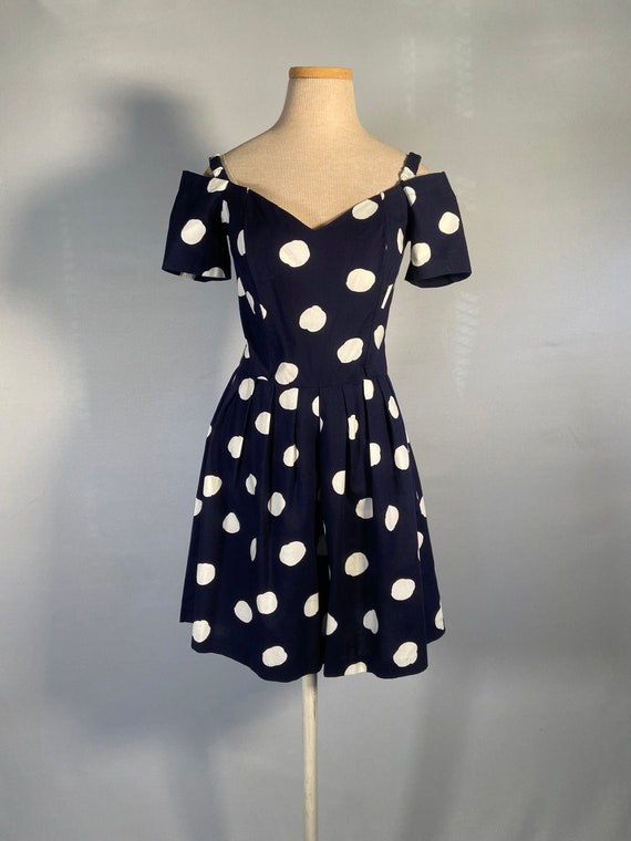 1980s Polka Dot Culotte Dress by Oops of Californ… - image 1