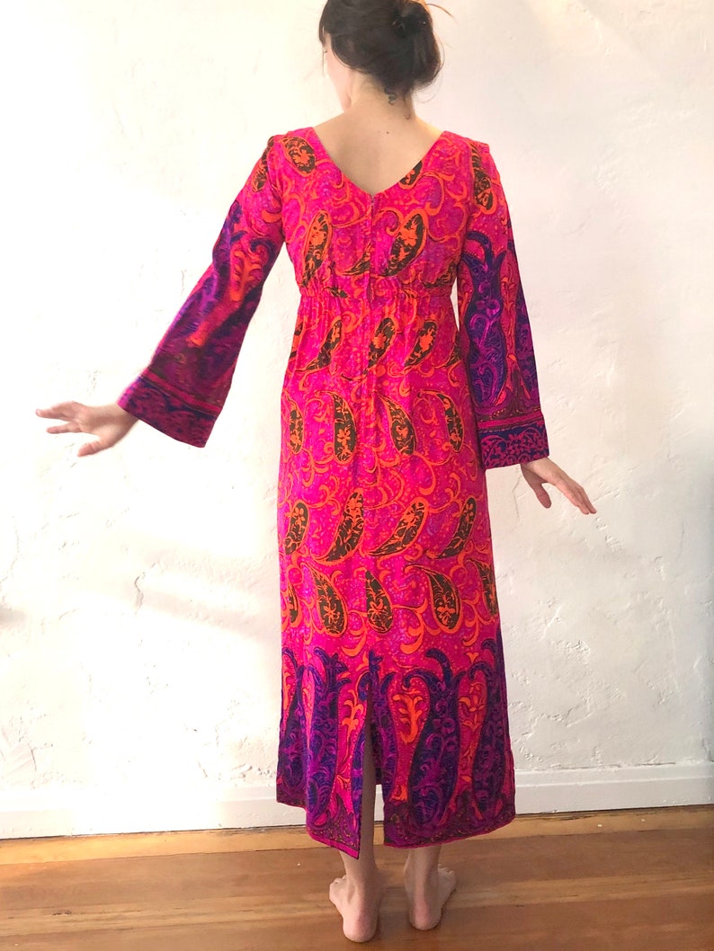 Late Sixties Flare Sleeved Hawaiian Hostess Maxi