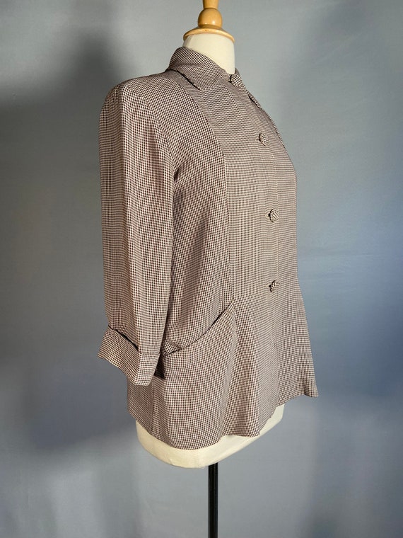 Early 1950s Rayon Houndstooth Jacket - image 4