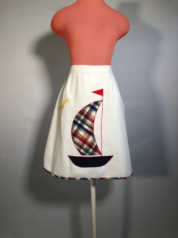 1970s Sail Boat Skirt with Culotte Slip by Joyce … - image 1