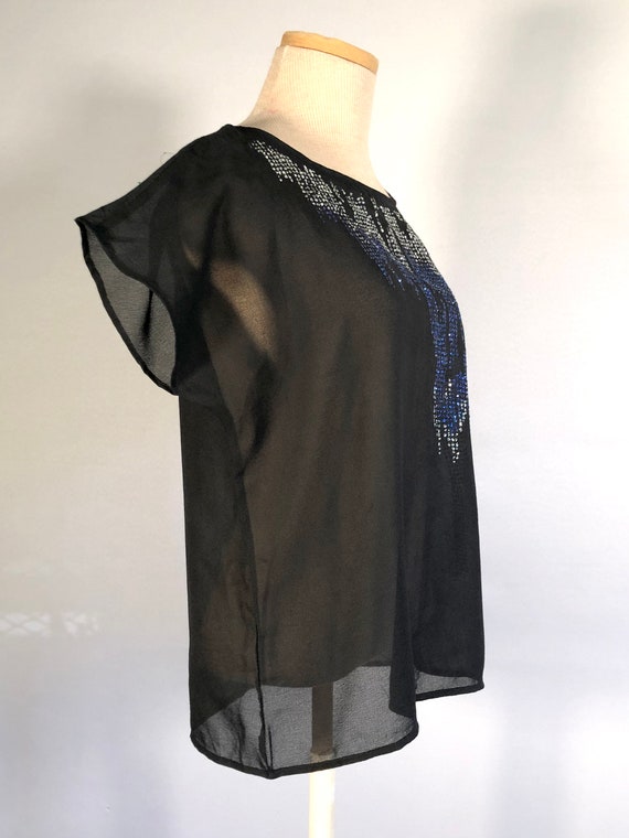 1970s Black Glitter Top by Rave Reviews - image 5