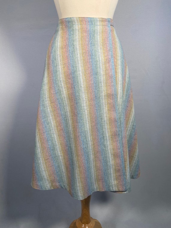 1970s Striped Blanket Print Wrap Skirt - image 2