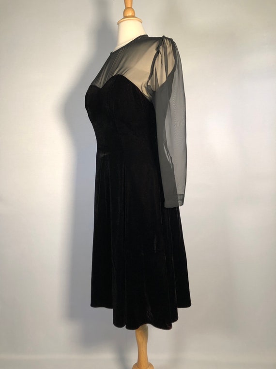 1980s Black Velvet 50s Style Dress by Niki - image 4
