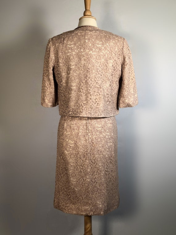 Early 1960s Beige Lace Dress and Jacket - image 10