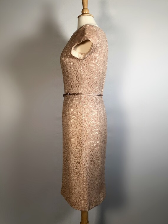 Early 1960s Beige Lace Dress and Jacket - image 4