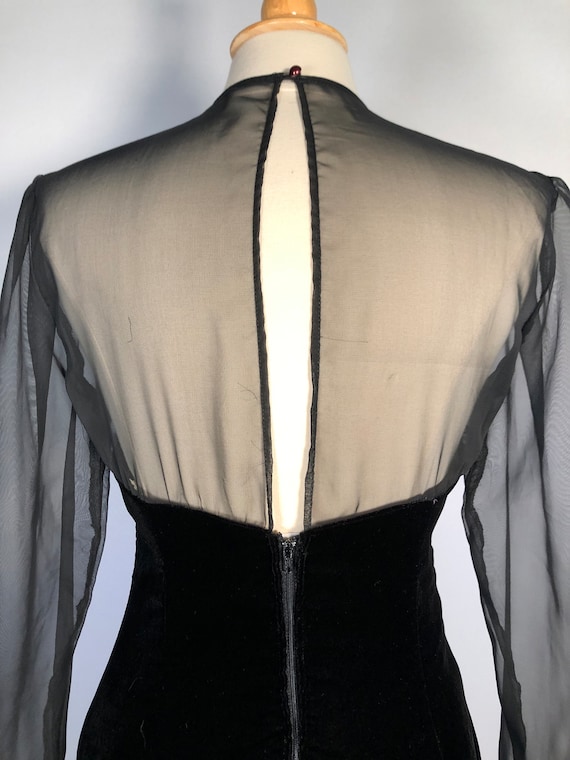 1980s Black Velvet 50s Style Dress by Niki - image 7