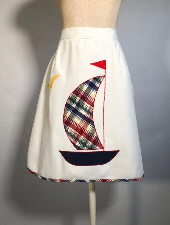 1970s Sail Boat Skirt with Culotte Slip by Joyce … - image 4