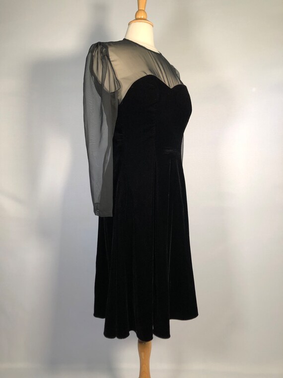 1980s Black Velvet 50s Style Dress by Niki - image 3