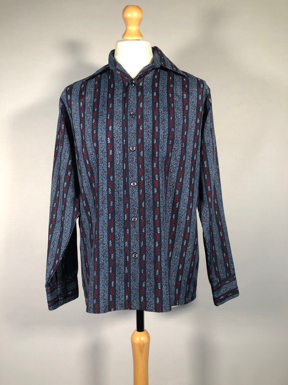 Late 1960s Navy Abstract Shirt