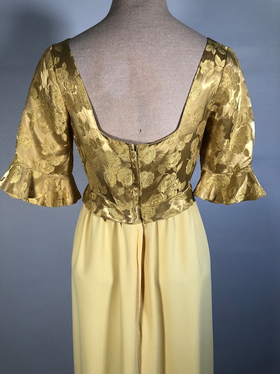 Vintage 1980s Black Gold Crepe Maxi Dress