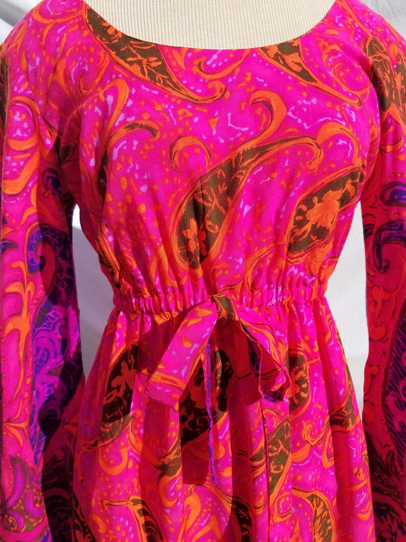 Late Sixties Flare Sleeved Hawaiian Hostess Maxi