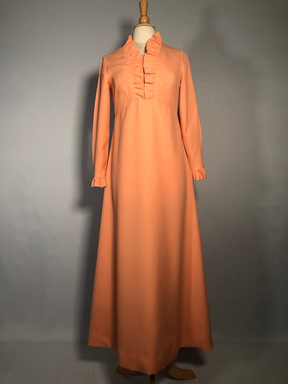 CLEARANCE! Late 1960s Peach Polyester Dress