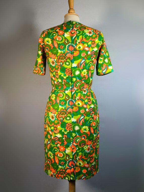 Late 1960s Brightly Colored Poly-Jersey Dress - image 2