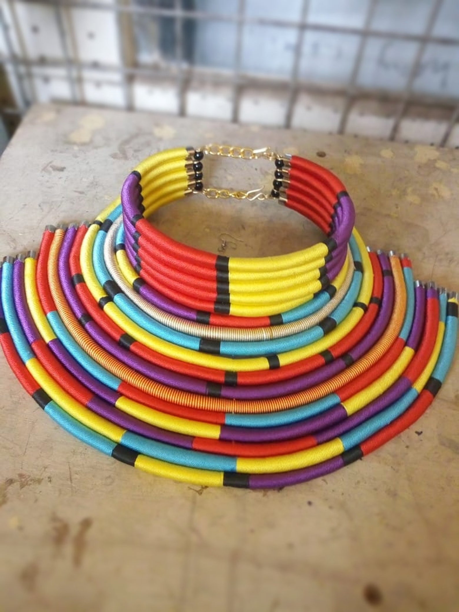 17 piece Thread choker necklaceAfrican choker Etsy